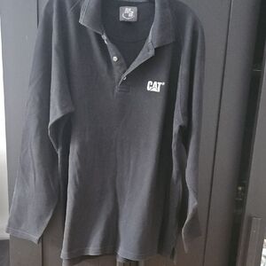 CAT Black Long Sleeve Polo Shirt